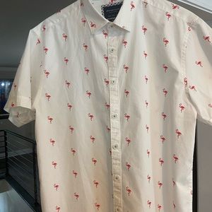 Large(slim fit) flamingo print vacation shirt